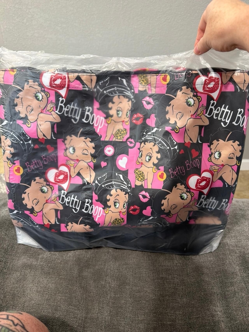 Betty Boop Black, Pink & Yellow Graphic Tote